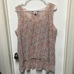 CAbi sheer floral look patterned tank